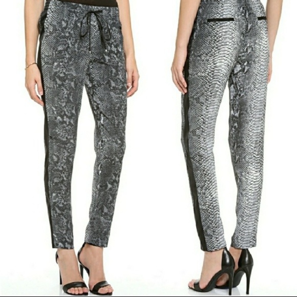 Rebecca Taylor Silk Python Print Drawstring Jogge… - image 1